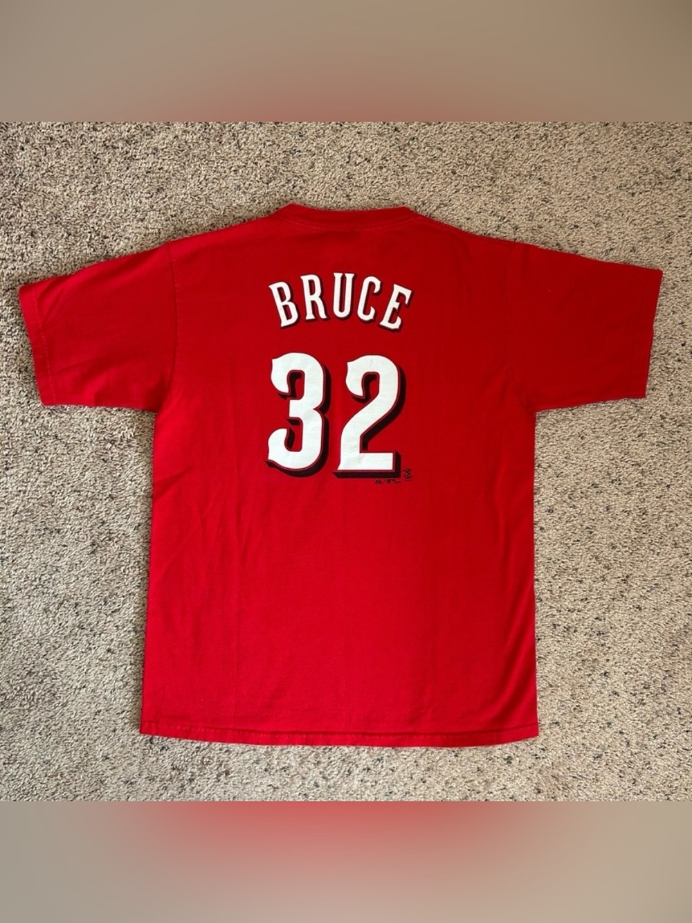 💥 Majestic Cincinnati Reds Baseball Bruce #32 Red Graphic Tee T Shirt Top Sz XL